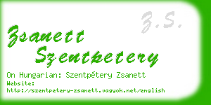 zsanett szentpetery business card